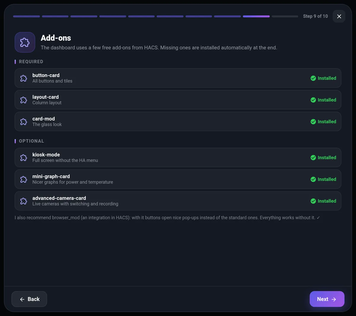 Wizard: add-ons